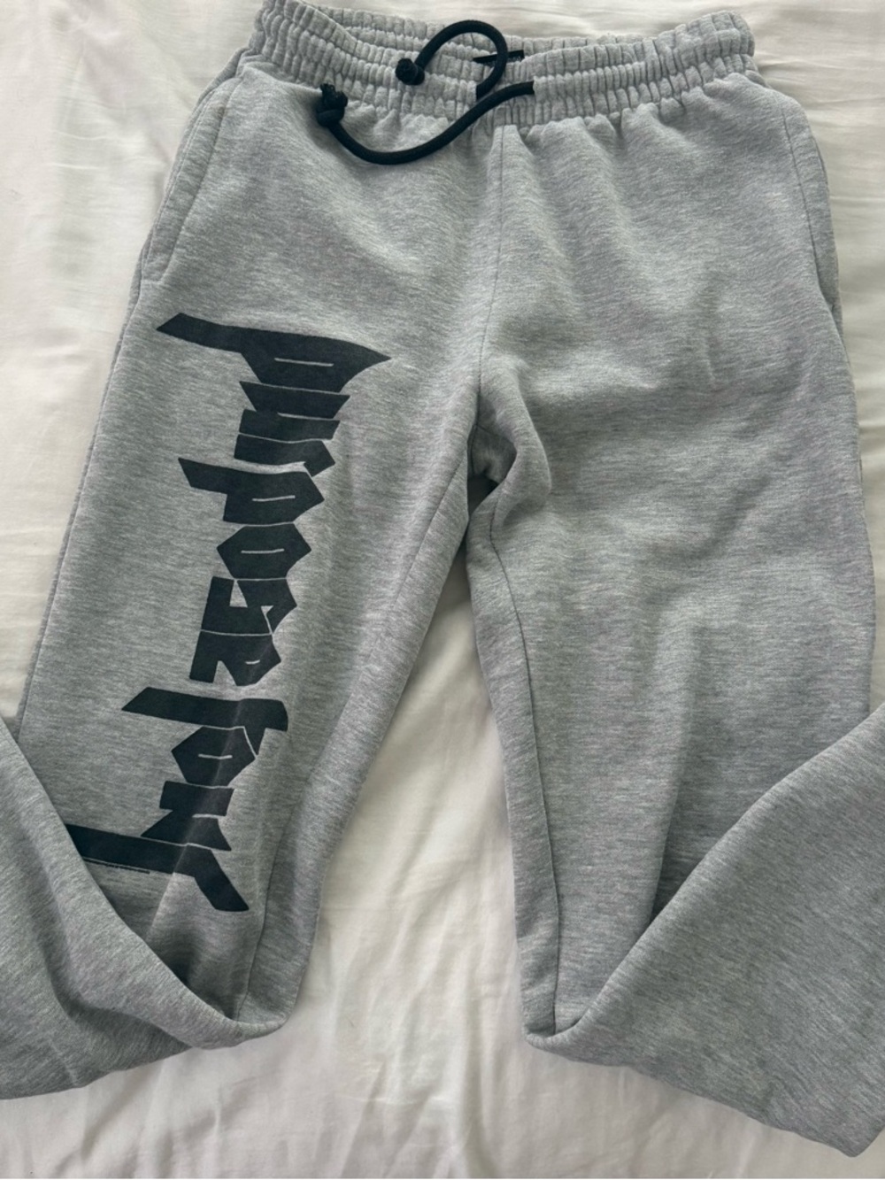 Justin Bieber Gray Track Joggers with Black Logo